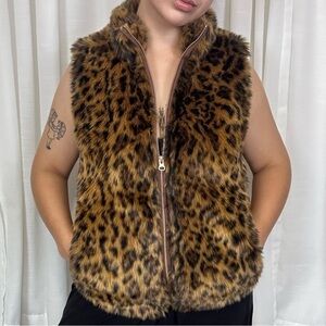 leopard/cheetah faux fur vest